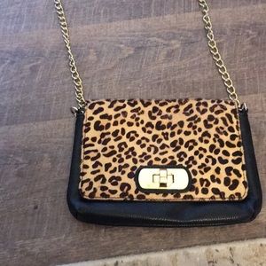 Black and leopard print crossbody bag